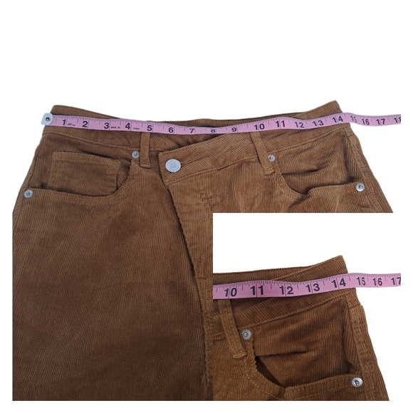 NWT Forever 21 Large Criss Cross Button-Fly Straight Leg‎ Corduroy Pants Pockets - Picture 10 of 13